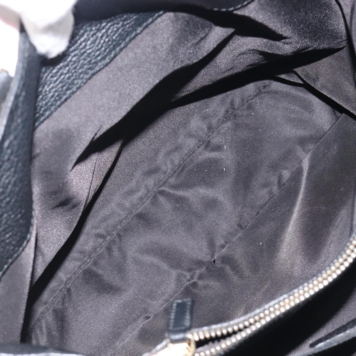 BVLGARI Parentesi Tote Bag Leather Black Gold Tone Auth BA16598V
