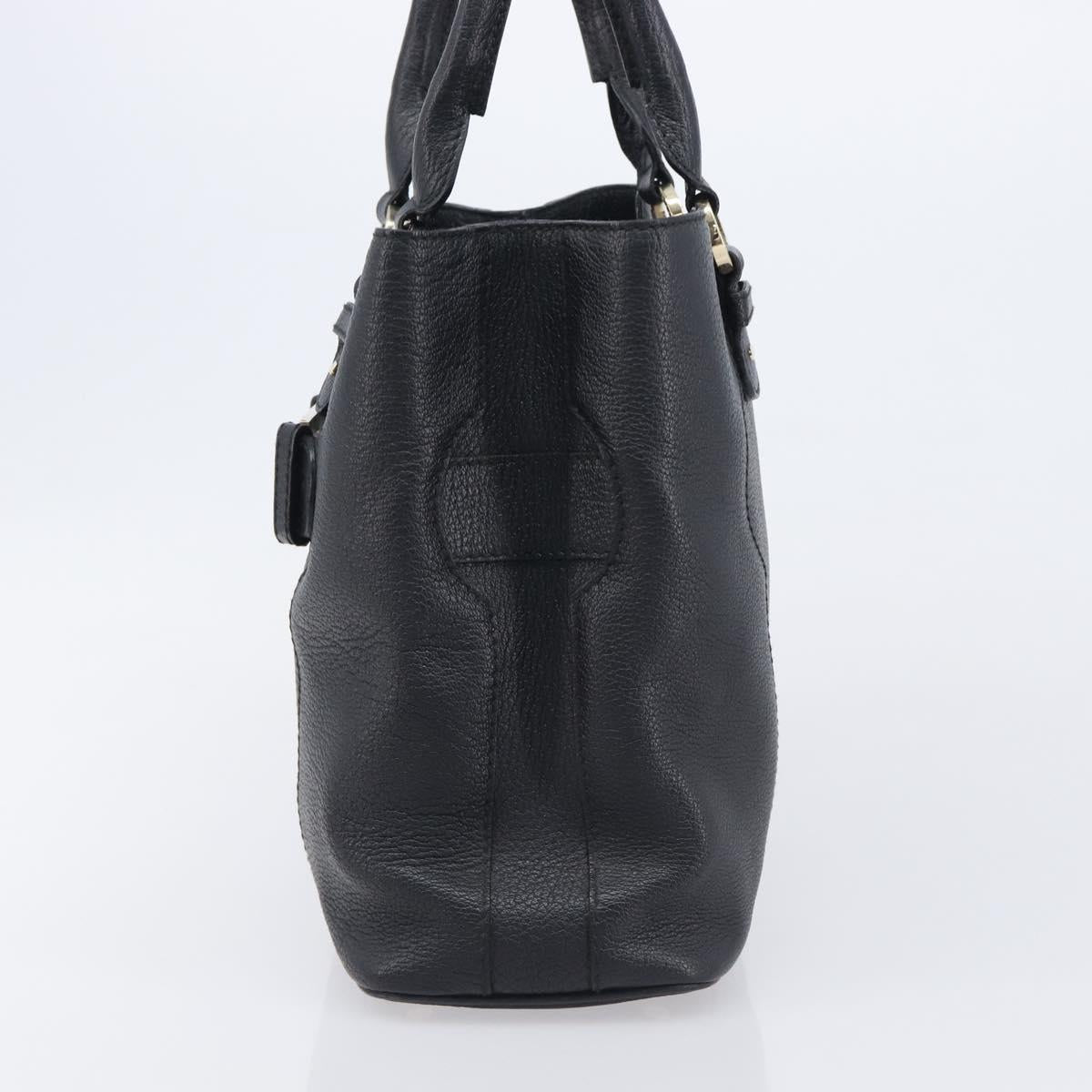 BVLGARI Parentesi Tote Bag Leather Black Gold Tone Auth BA16598V