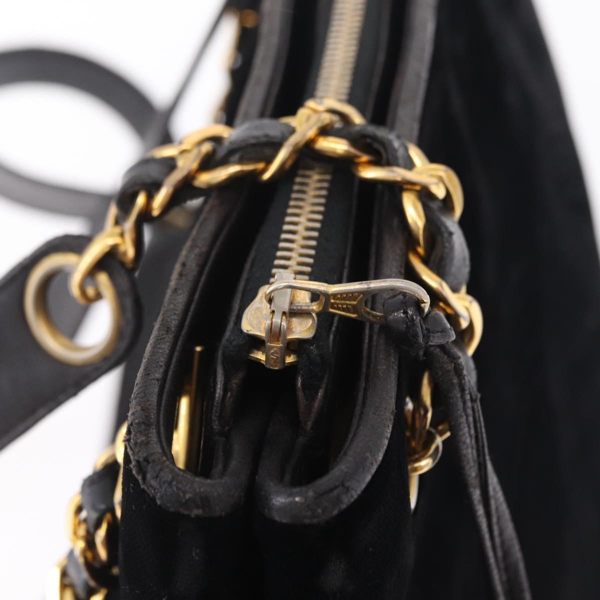 CHANEL COCO Mark Chain Shoulder Bag Velor Black Gold Tone CC Auth BA16599A