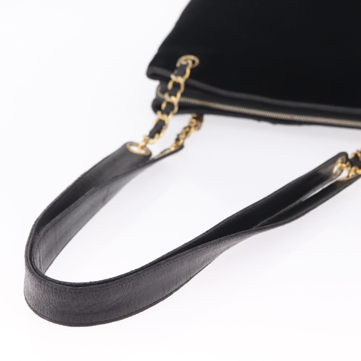 CHANEL COCO Mark Chain Shoulder Bag Velor Black Gold Tone CC Auth BA16599A