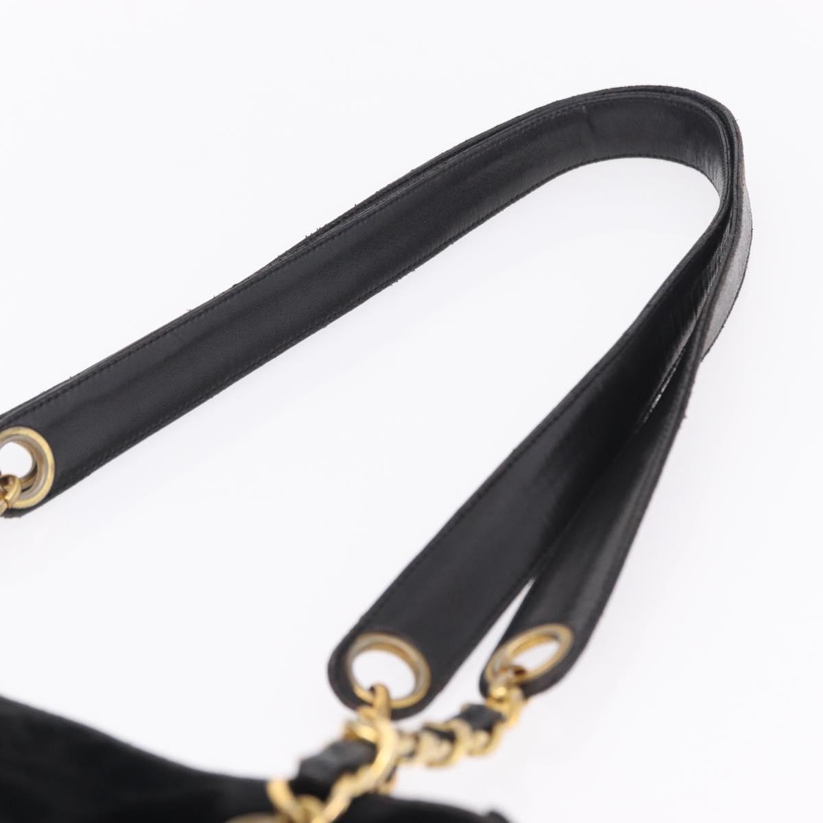 CHANEL COCO Mark Chain Shoulder Bag Velor Black Gold Tone CC Auth BA16599A