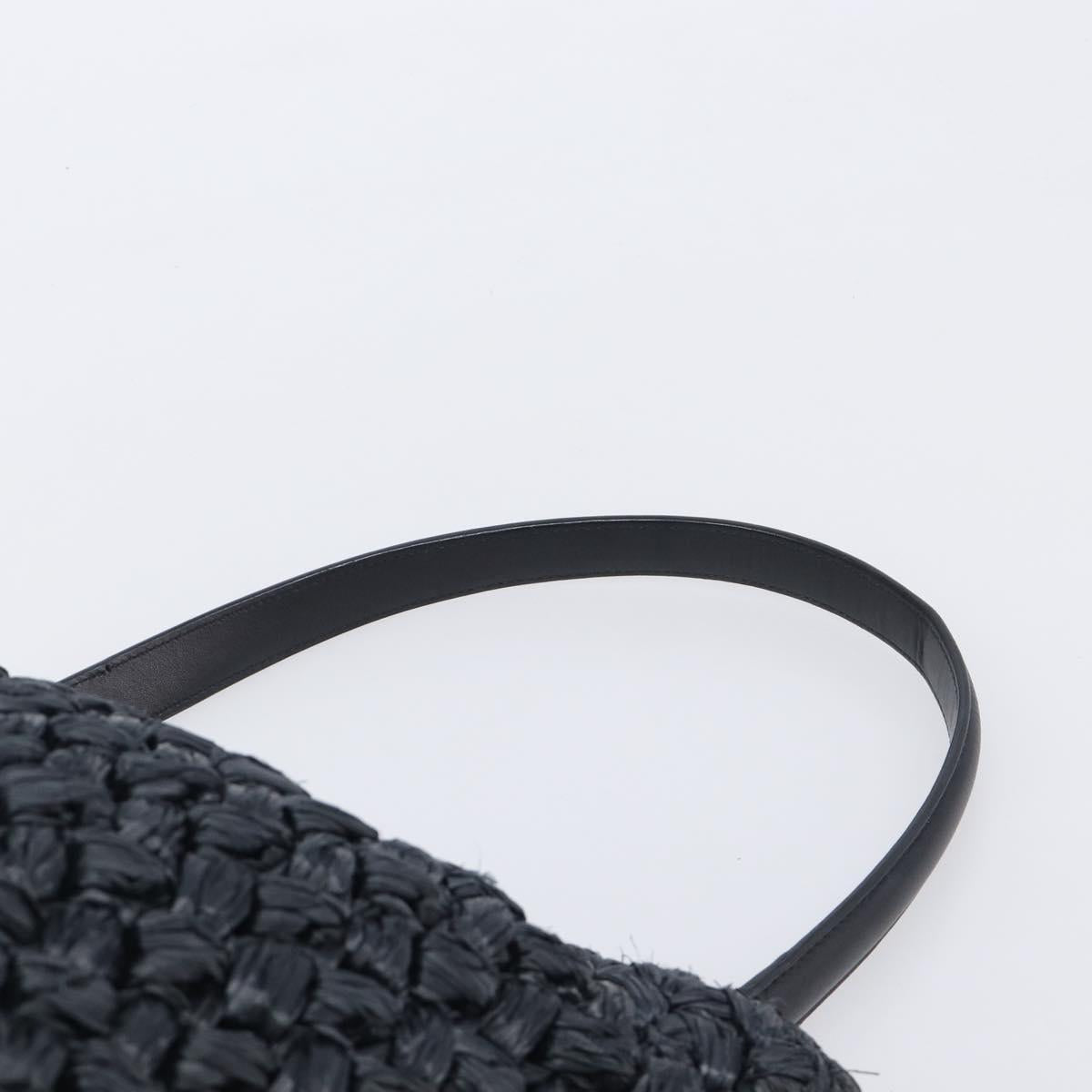 Dolce & Gabbana Shoulder Bag Raffia Navy Gold Tone Auth BA16600A