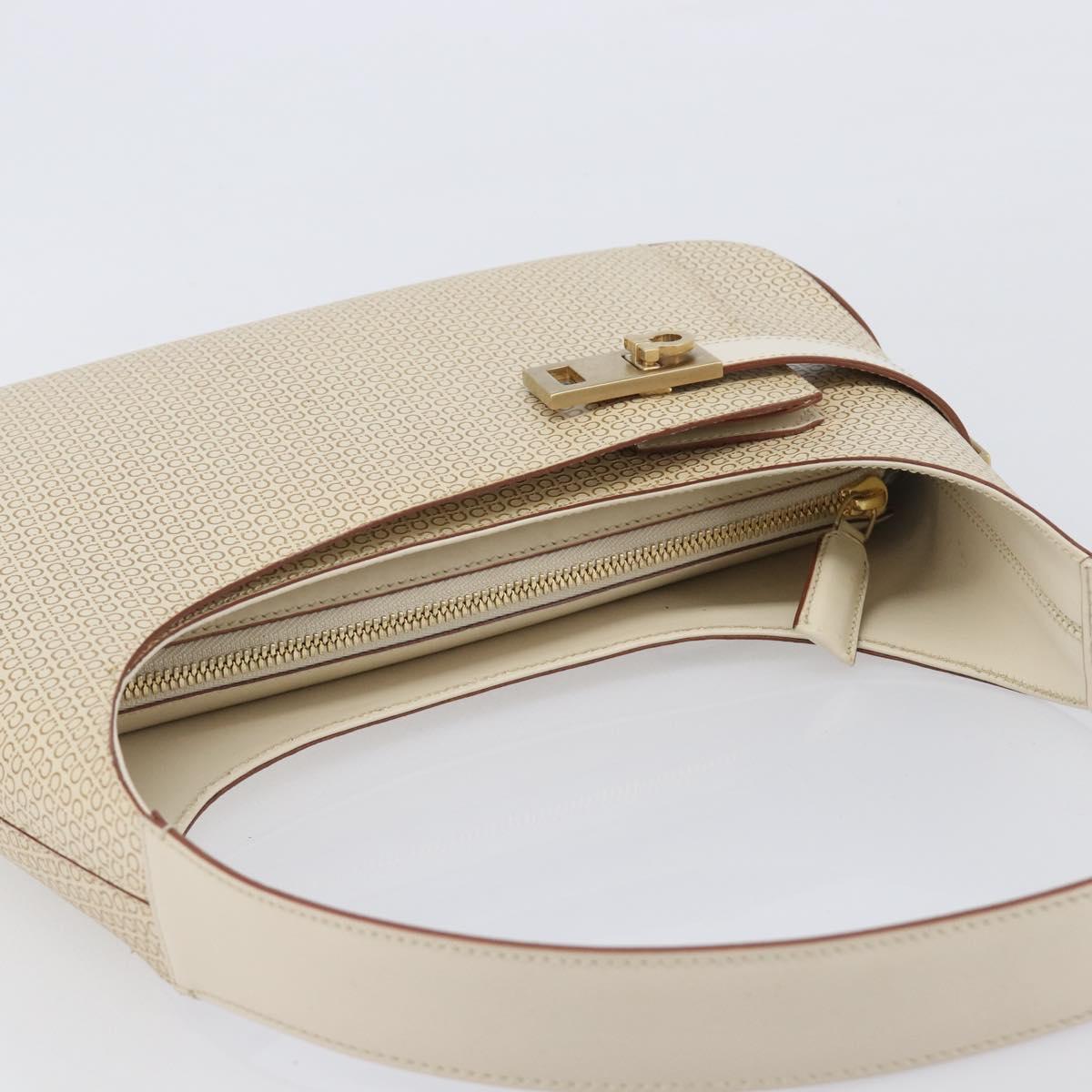 Salvatore Ferragamo Gancini Hand Bag Leather Beige Gold Tone Auth BA16601A