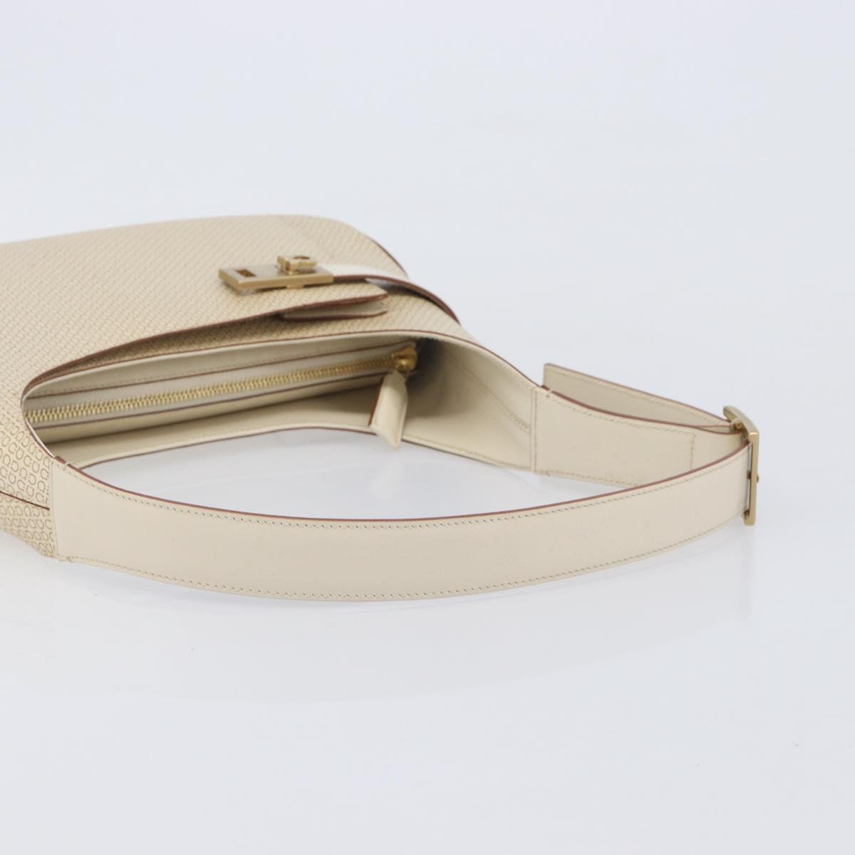 Salvatore Ferragamo Gancini Hand Bag Leather Beige Gold Tone Auth BA16601A