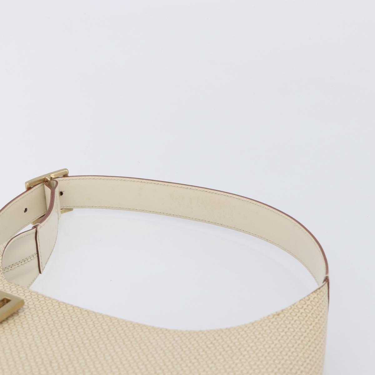 Salvatore Ferragamo Gancini Hand Bag Leather Beige Gold Tone Auth BA16601A