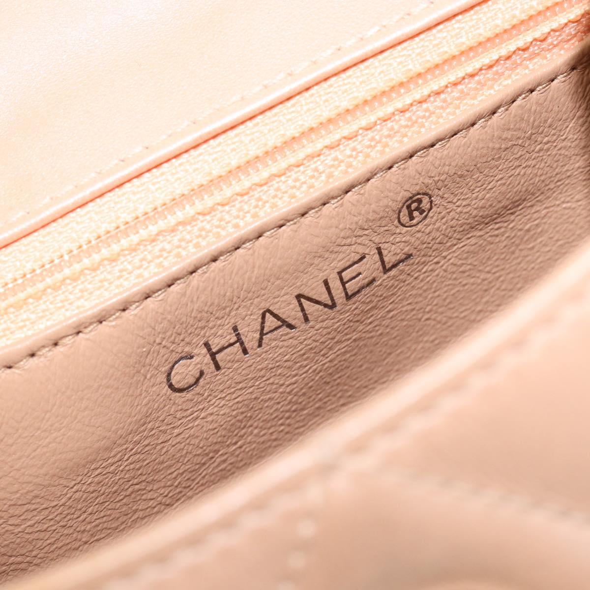 CHANEL Matelasse Hand Bag Leather Beige Gold Tone CC Auth BA16602V