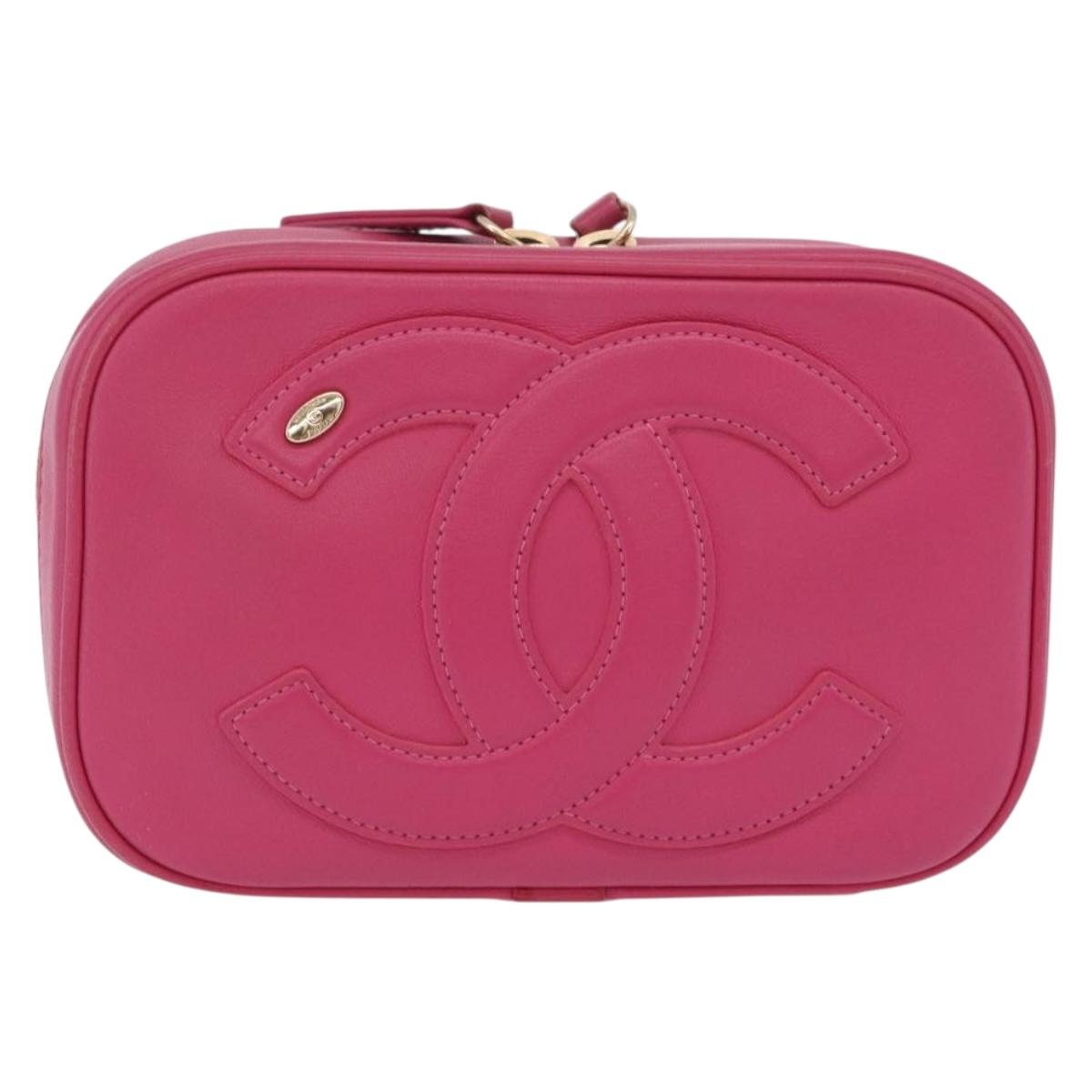 CHANEL COCO Mark Chain Shoulder Bag Lamb Skin Pink Gold Tone CC Auth BA16603SAV