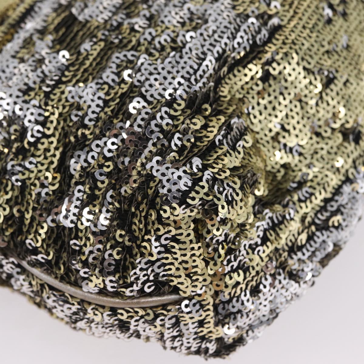 Dolce & Gabbana Miss Charles Chain Shoulder Bag Sequin Gold Silver Auth BA16606V