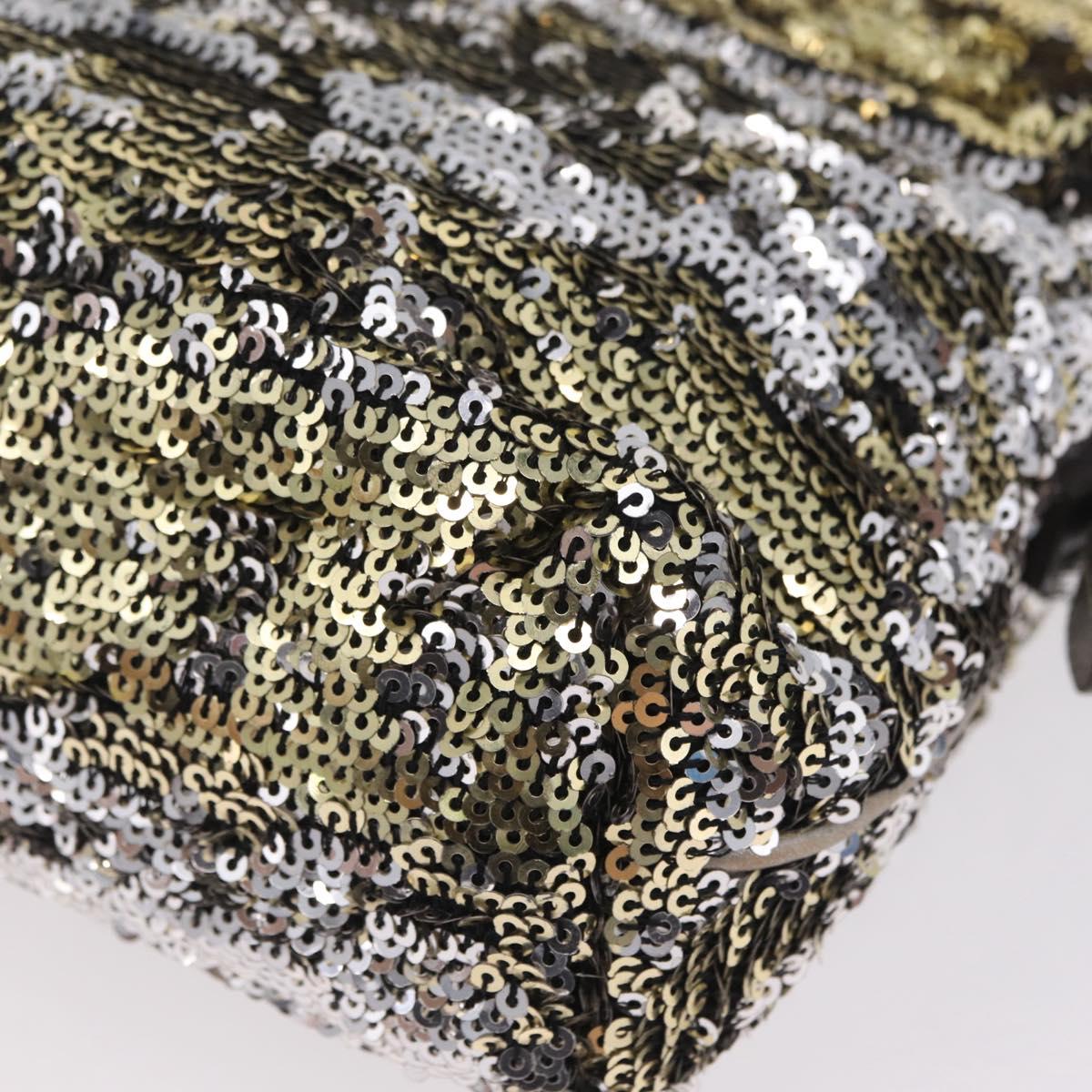 Dolce & Gabbana Miss Charles Chain Shoulder Bag Sequin Gold Silver Auth BA16606V