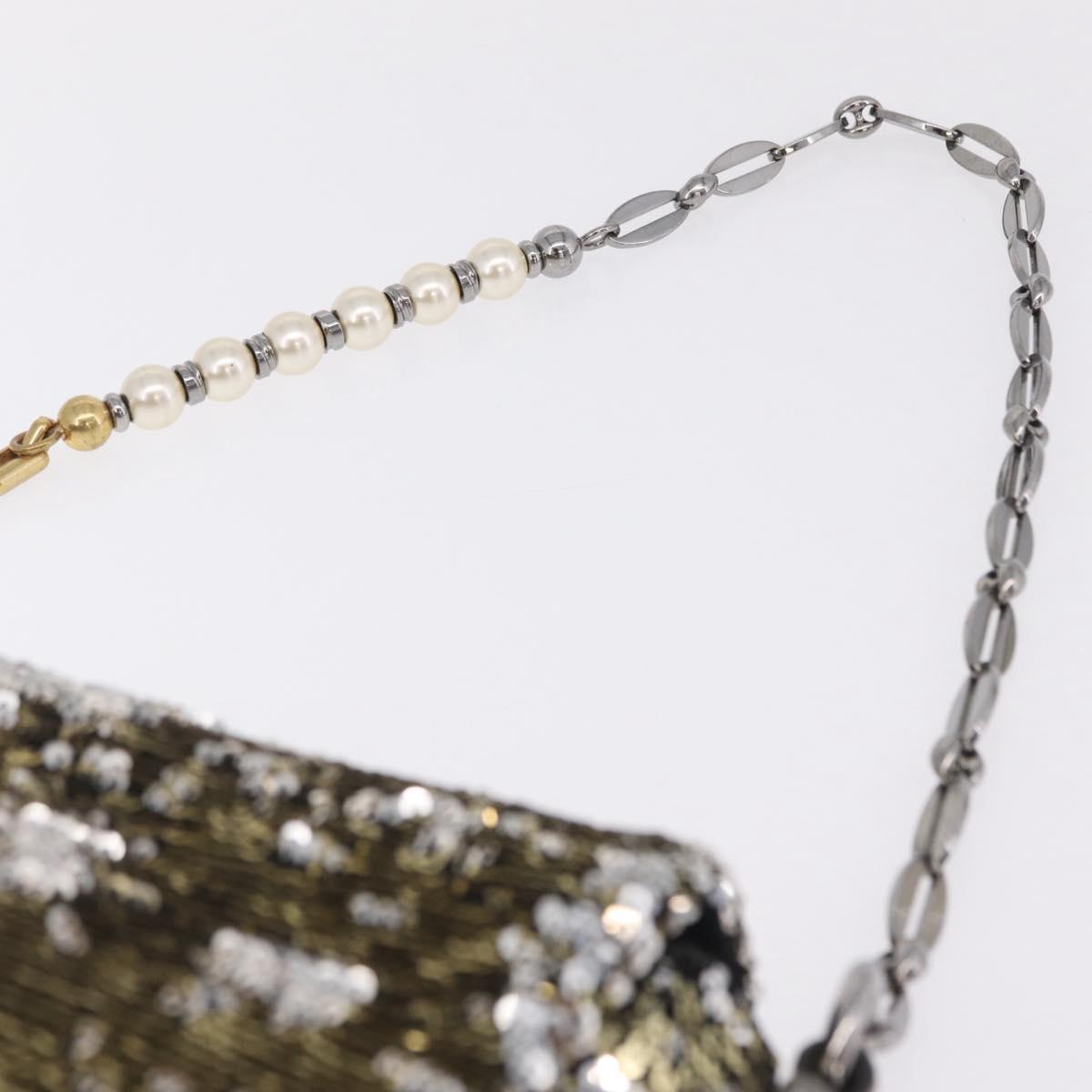 Dolce & Gabbana Miss Charles Chain Shoulder Bag Sequin Gold Silver Auth BA16606V