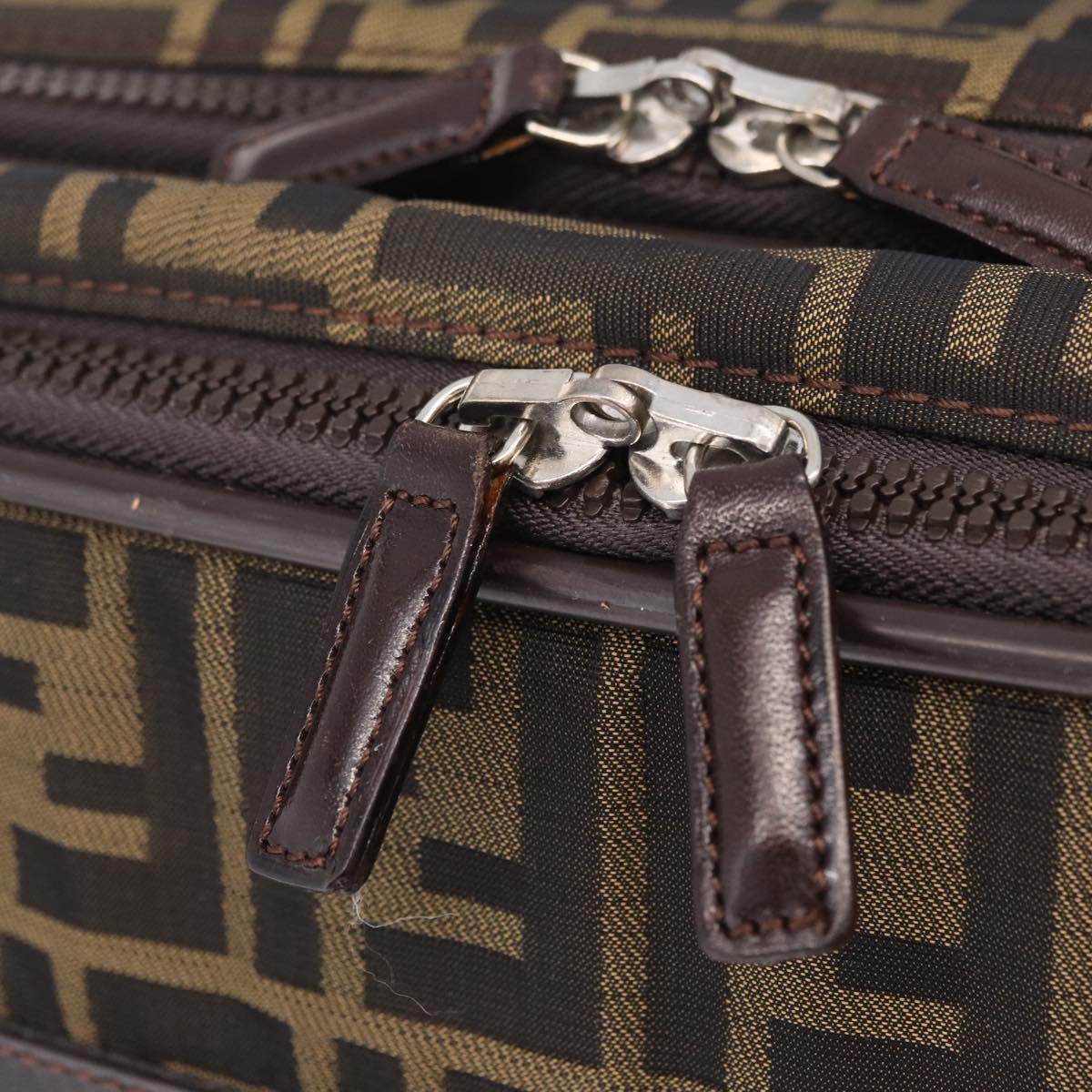 FENDI Zucca Canvas Suitcase Black Silver Auth BA16609V