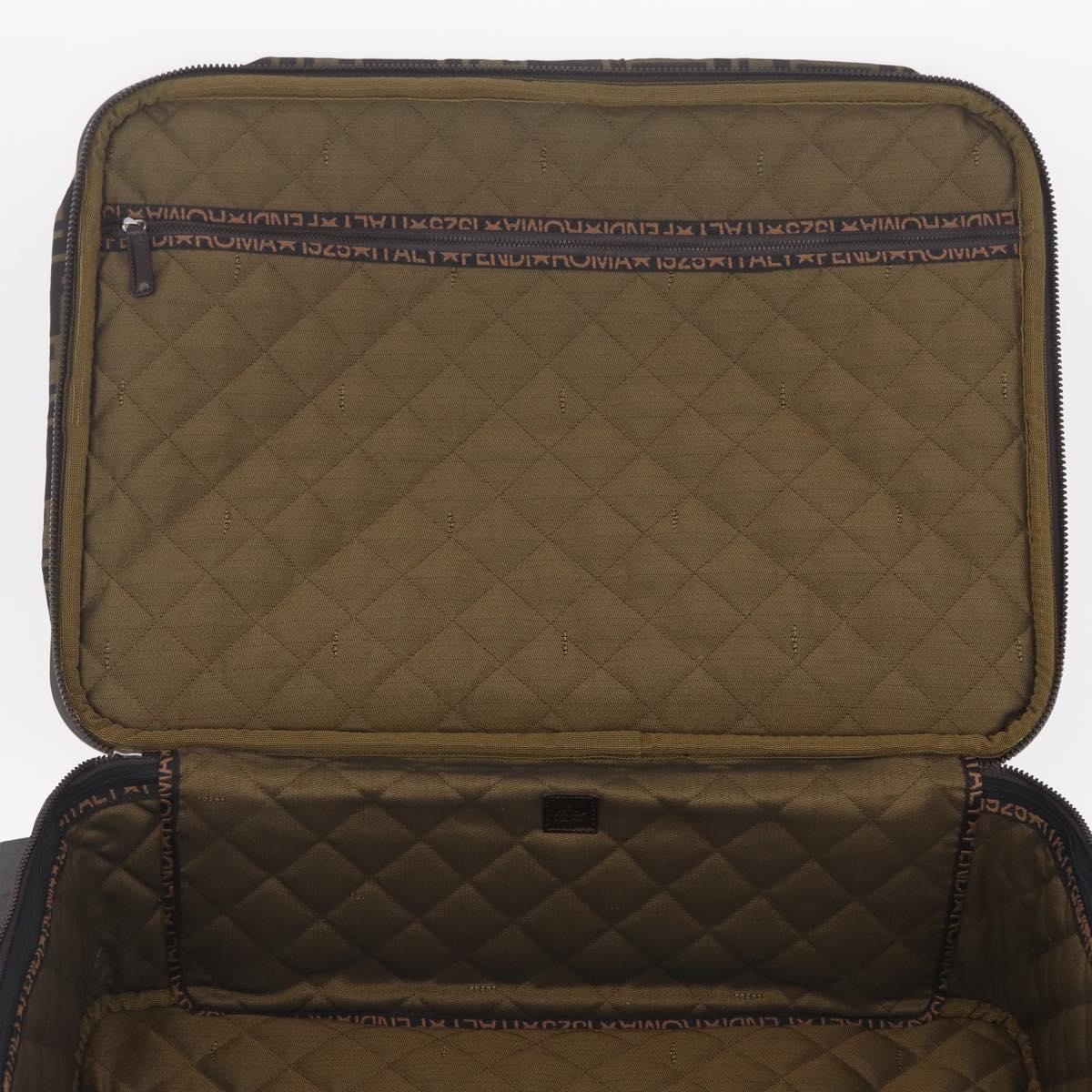 FENDI Zucca Canvas Suitcase Black Silver Auth BA16609V