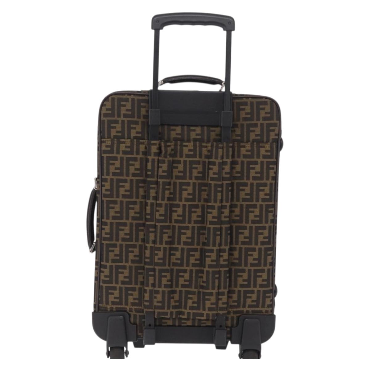 FENDI Zucca Canvas Suitcase Black Silver Auth BA16609V