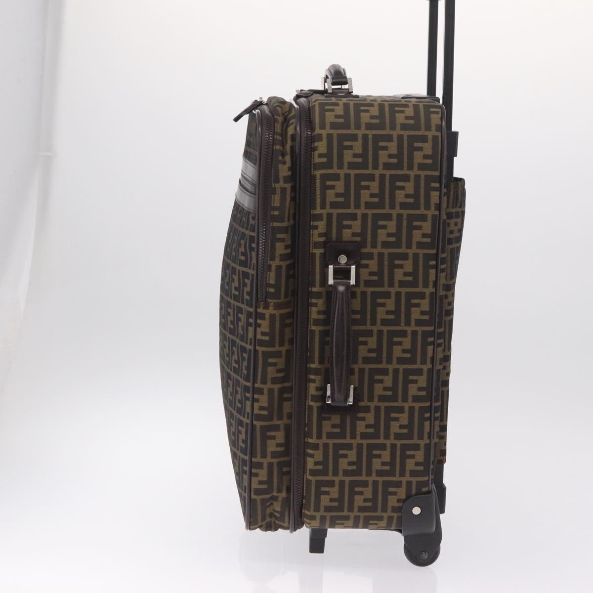 FENDI Zucca Canvas Suitcase Black Silver Auth BA16609V