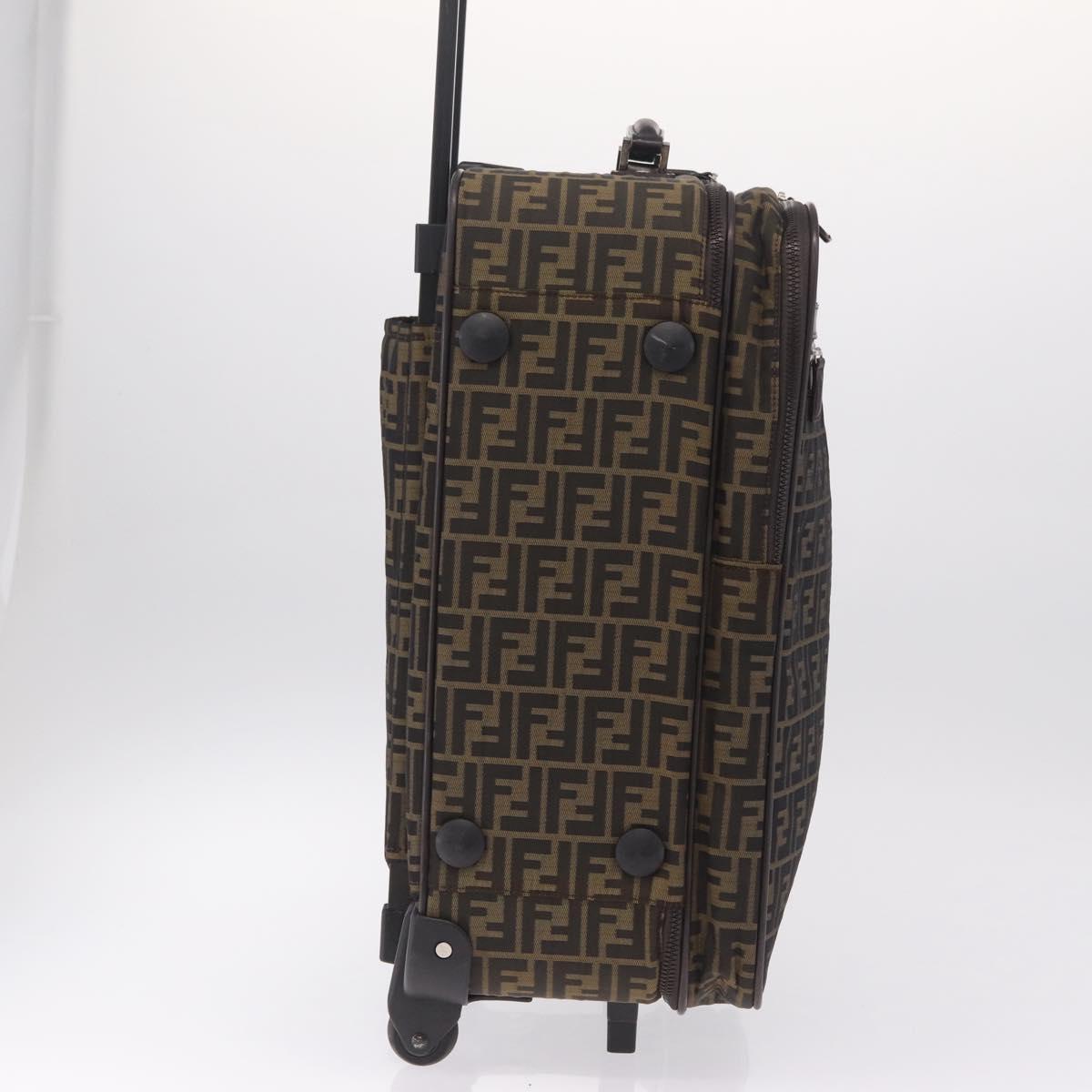 FENDI Zucca Canvas Suitcase Black Silver Auth BA16609V