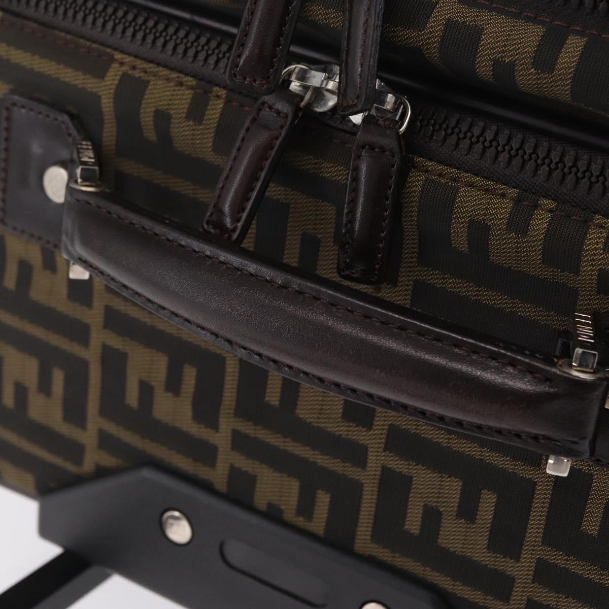 FENDI Zucca Canvas Suitcase Black Silver Auth BA16609V