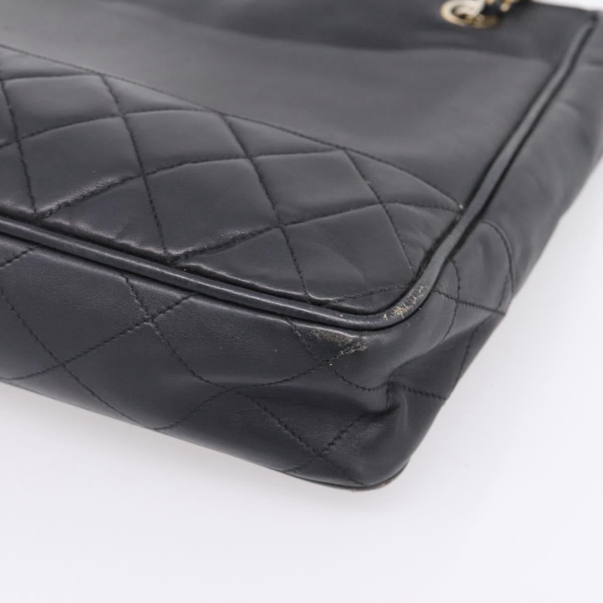 CHANEL Matelasse Chain Shoulder Bag Leather Black Gold Tone CC Auth BA16610