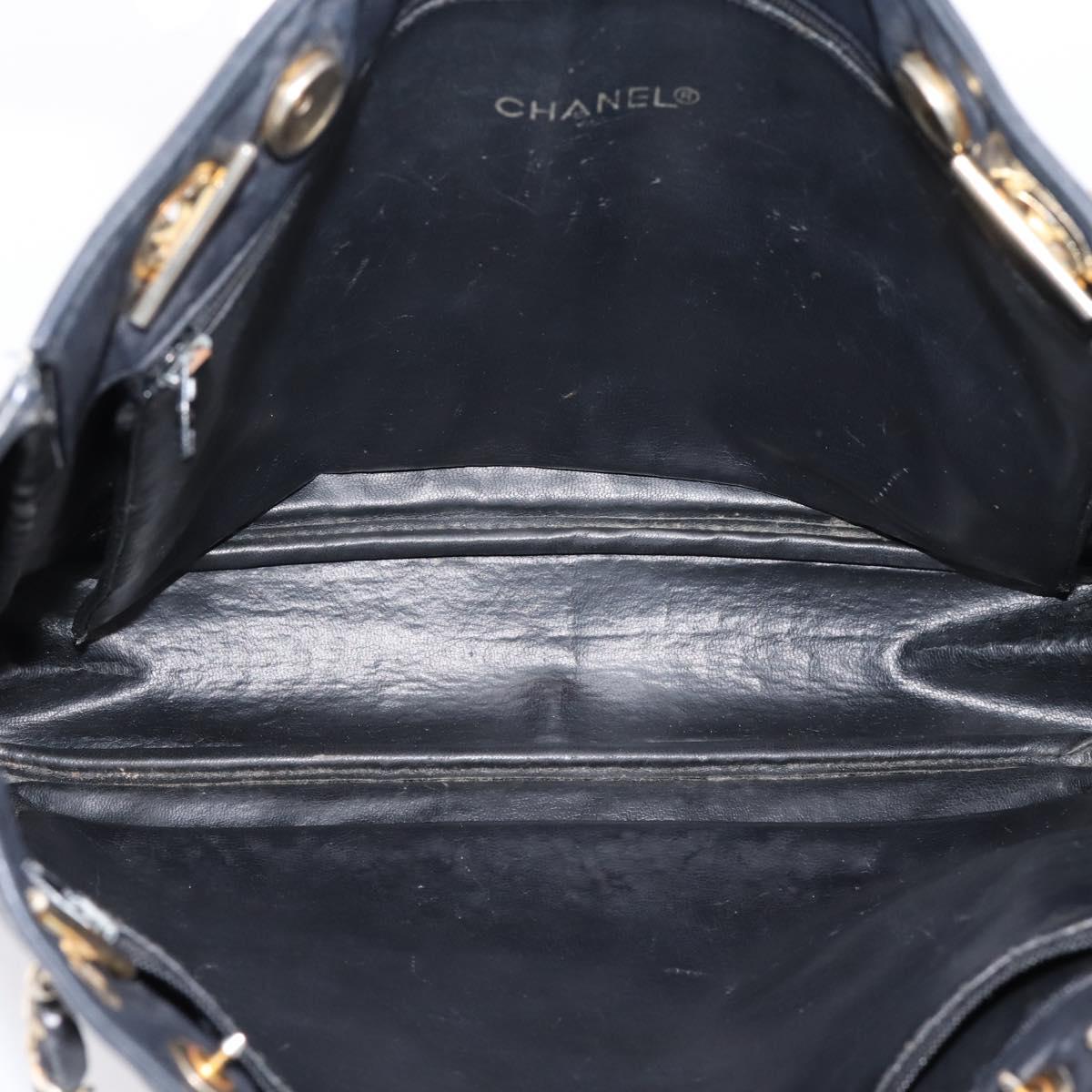CHANEL Matelasse Chain Shoulder Bag Leather Black Gold Tone CC Auth BA16610