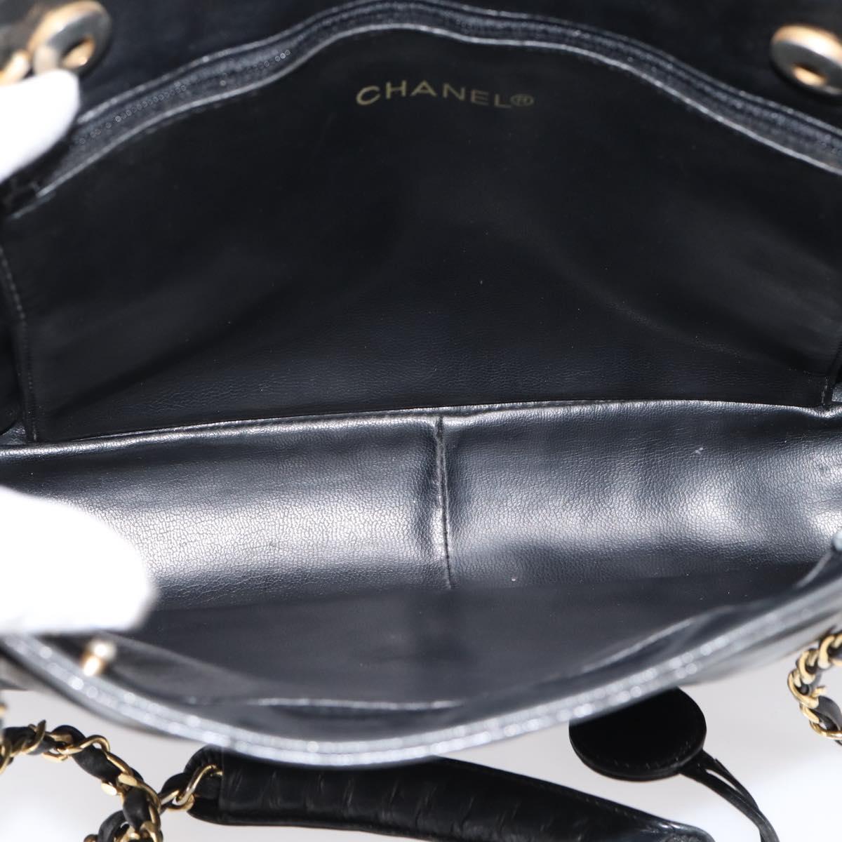 CHANEL Matelasse Chain Shoulder Bag Leather Black Gold Tone CC Auth BA16612