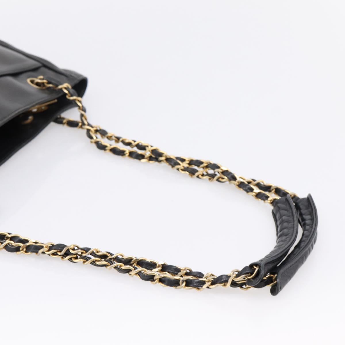 CHANEL Matelasse Chain Shoulder Bag Leather Black Gold Tone CC Auth BA16612