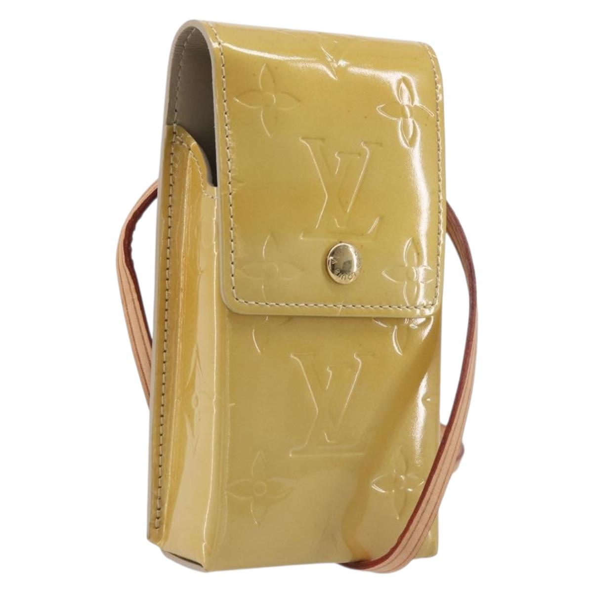 LOUIS VUITTON Monogram Vernis Green Cigarette Case Beige M91048 LV Auth BA16613