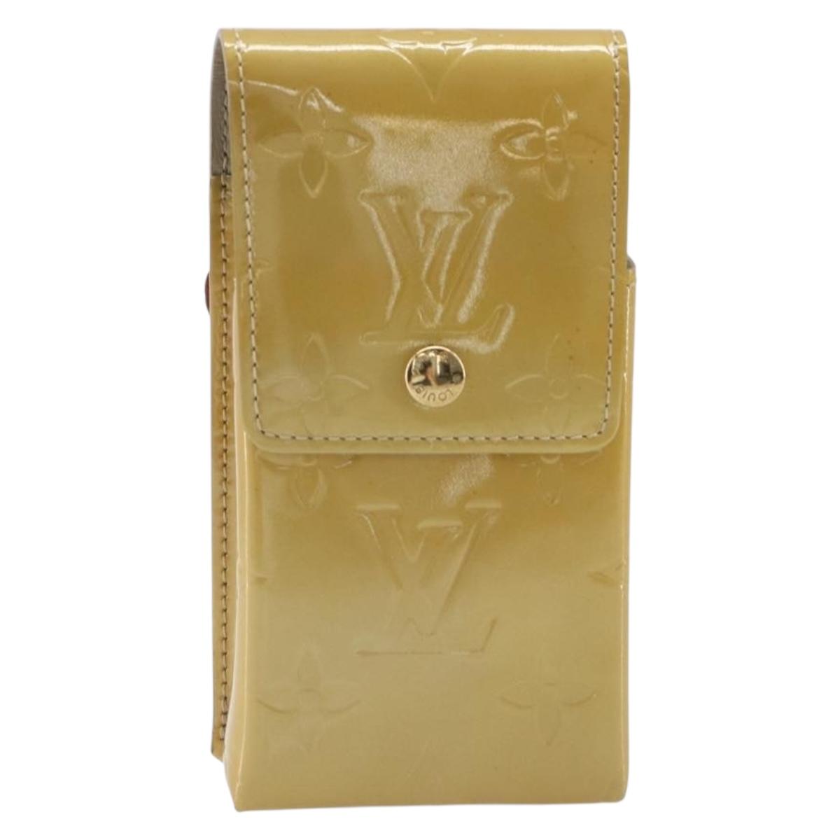 LOUIS VUITTON Monogram Vernis Green Cigarette Case Beige M91048 LV Auth BA16613