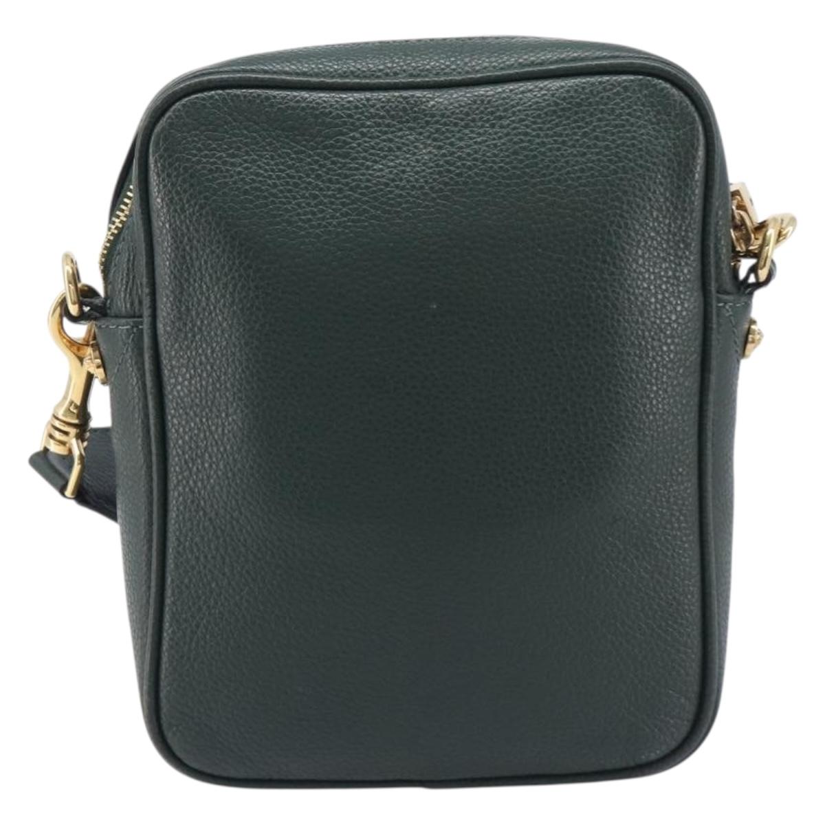 VERSACE Shoulder Bag Leather Khaki Gold Tone Auth BA16614A