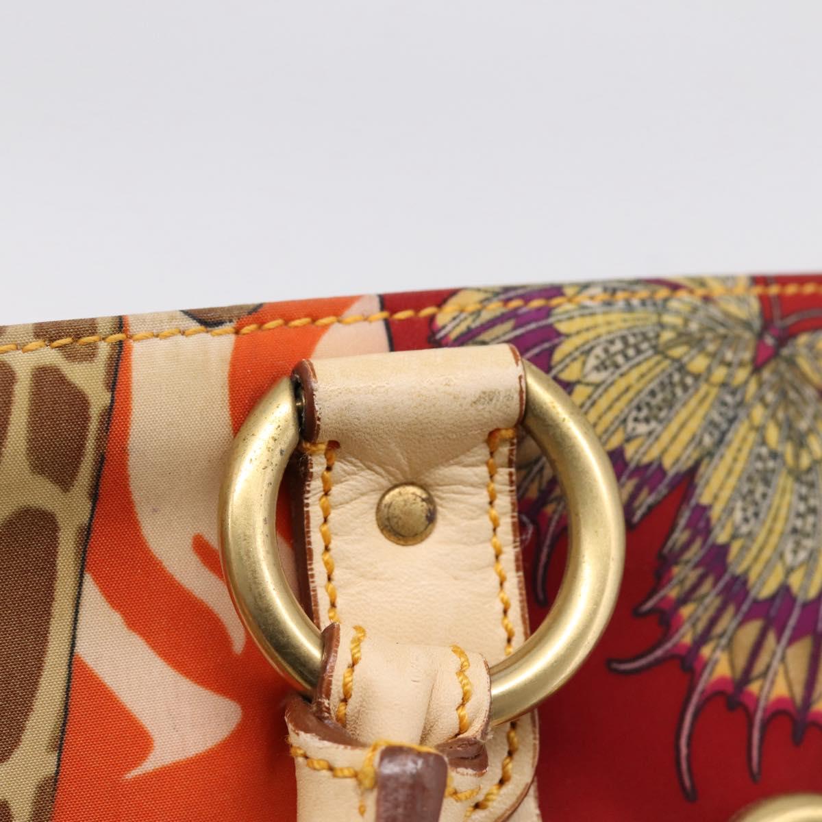 Salvatore Ferragamo Tote Bag Nylon Orange Gold Tone Auth BA16617