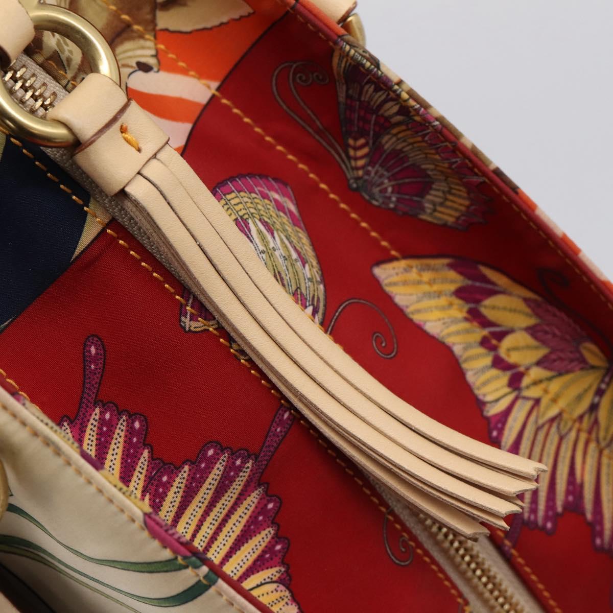 Salvatore Ferragamo Tote Bag Nylon Orange Gold Tone Auth BA16617