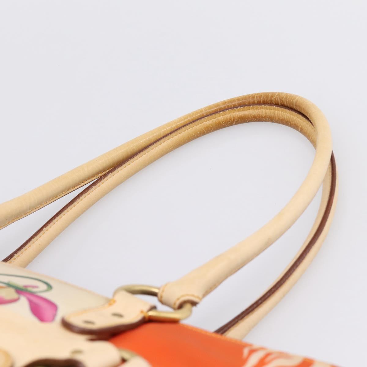 Salvatore Ferragamo Tote Bag Nylon Orange Gold Tone Auth BA16617