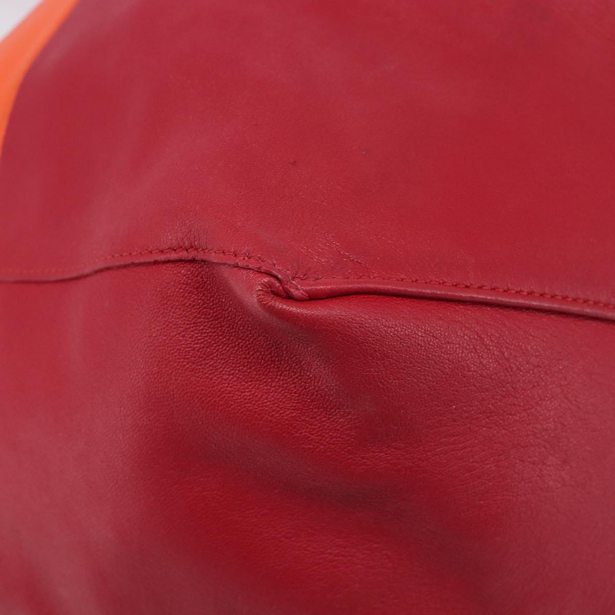 CELINE Horizontal Cabas Tote Bag Leather Orange Gold Tone Auth BA16620A