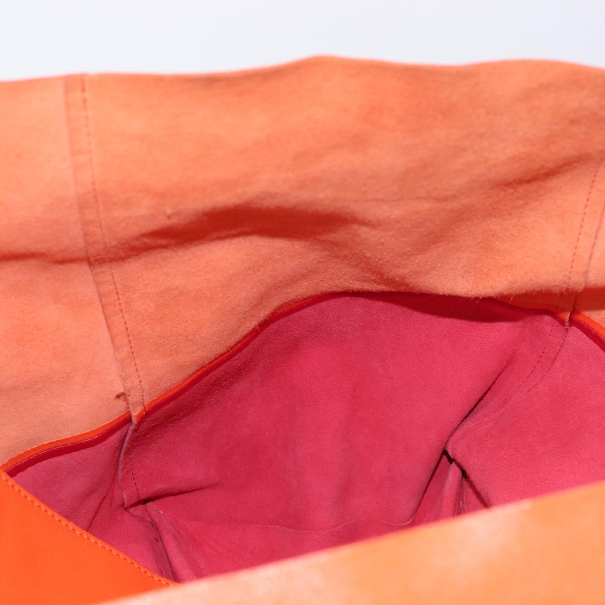 CELINE Horizontal Cabas Tote Bag Leather Orange Gold Tone Auth BA16620A