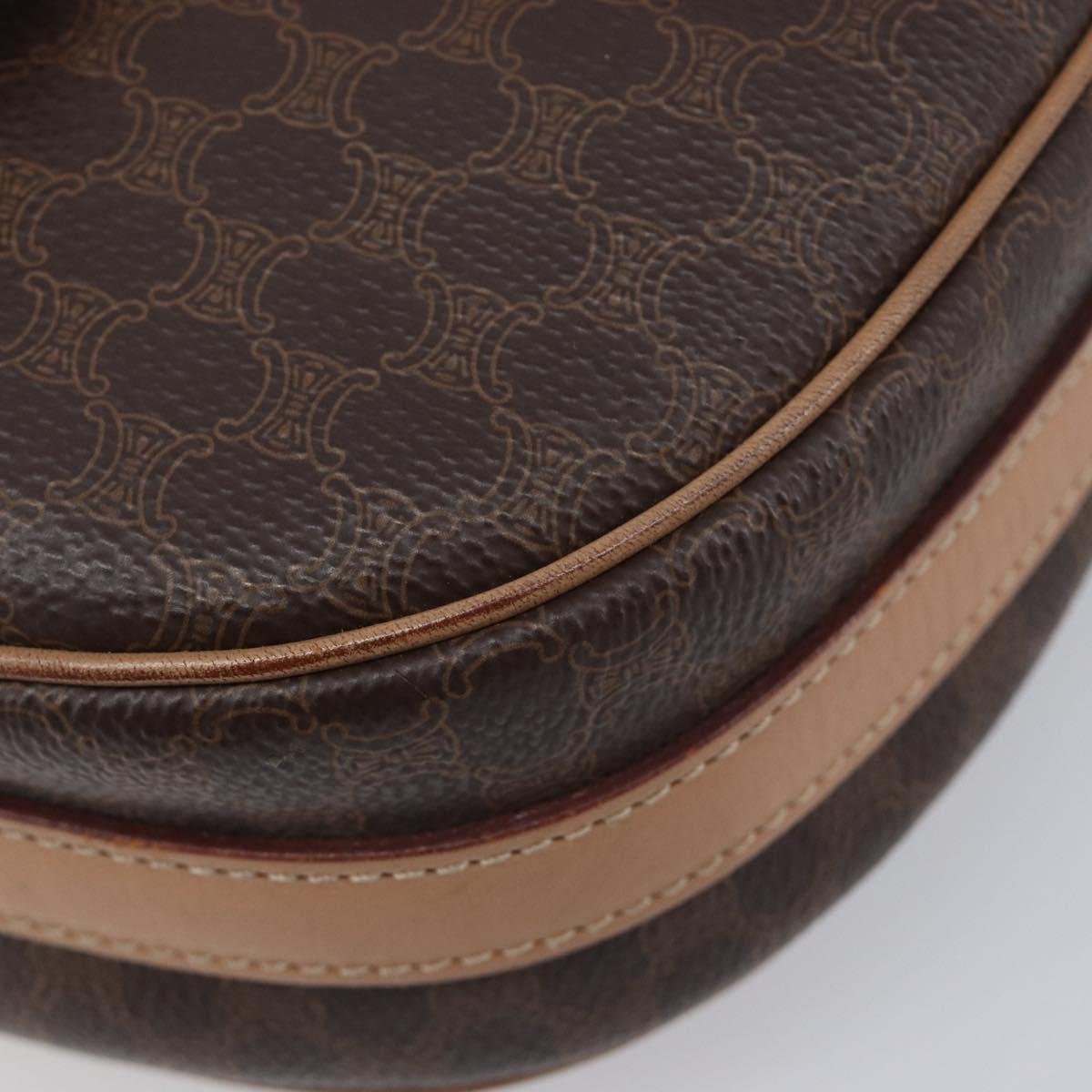 CELINE Macadam Shoulder Bag PVC Brown Gold Tone Auth BA16621