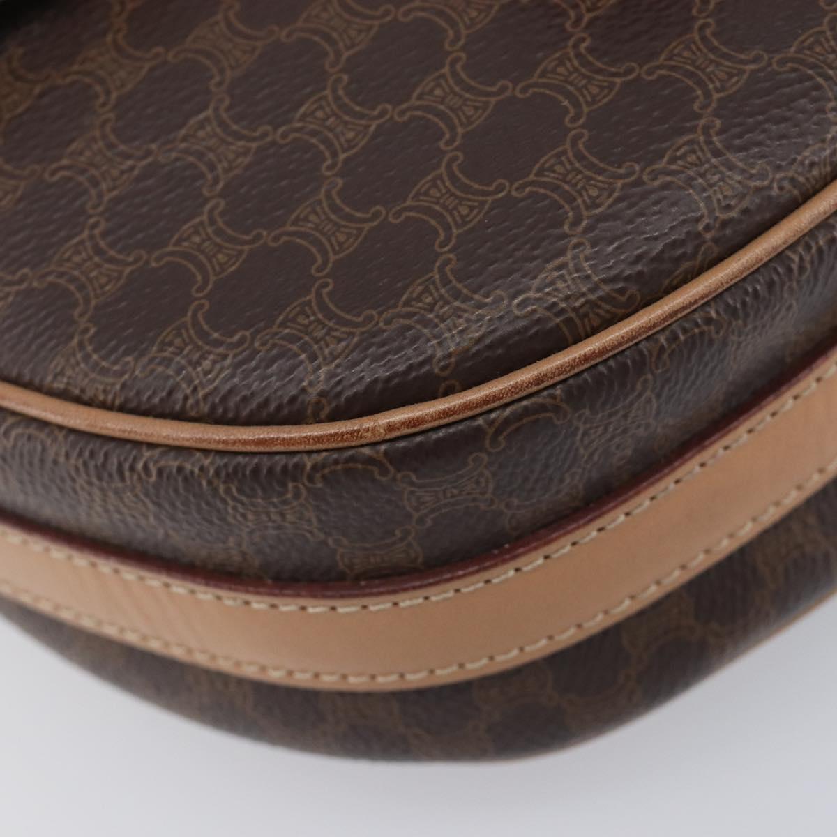 CELINE Macadam Shoulder Bag PVC Brown Gold Tone Auth BA16621