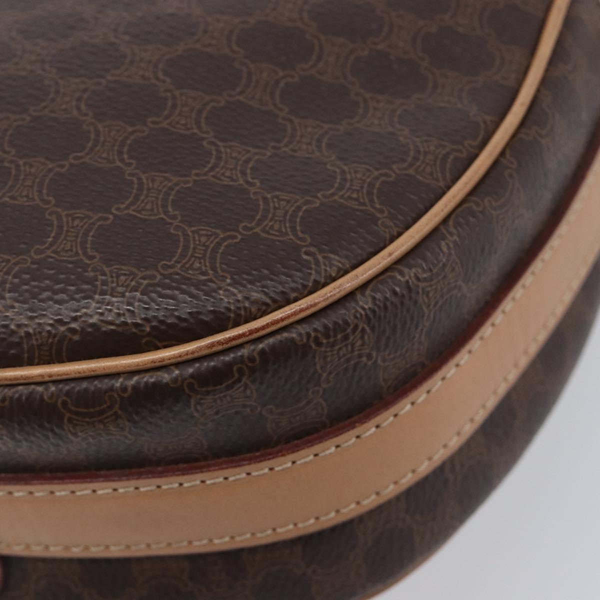 CELINE Macadam Shoulder Bag PVC Brown Gold Tone Auth BA16621