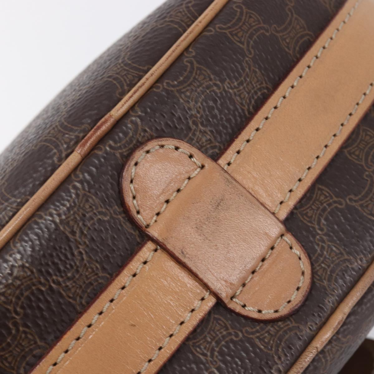 CELINE Macadam Shoulder Bag PVC Brown Gold Tone Auth BA16621