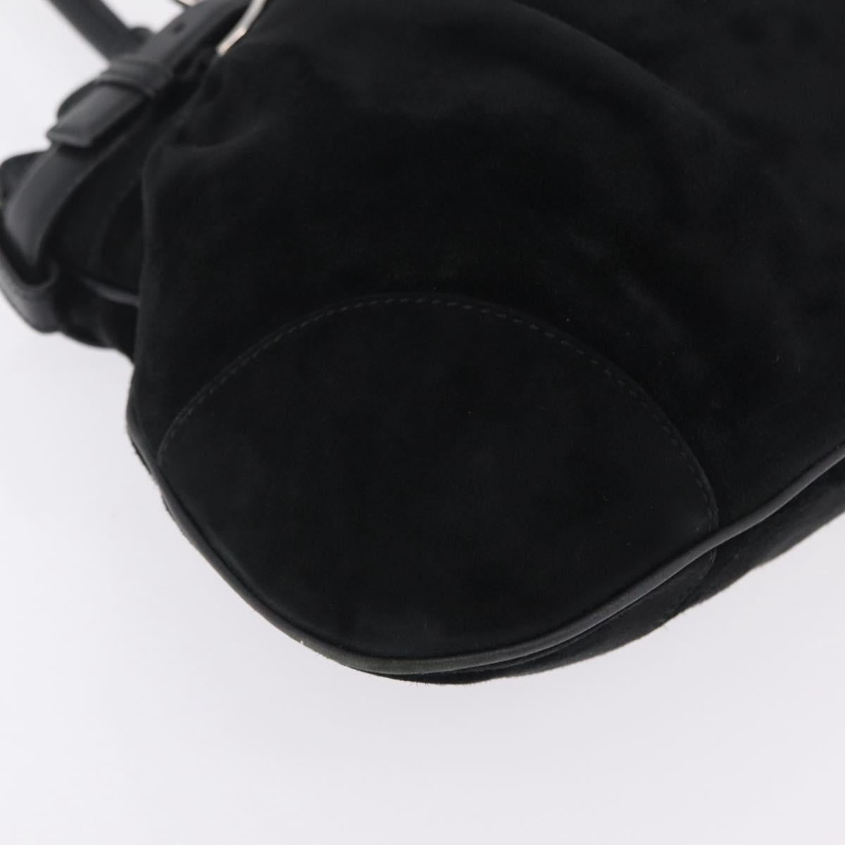 Salvatore Ferragamo Gancini Tote Bag Suede Black Silver Auth BA16622V