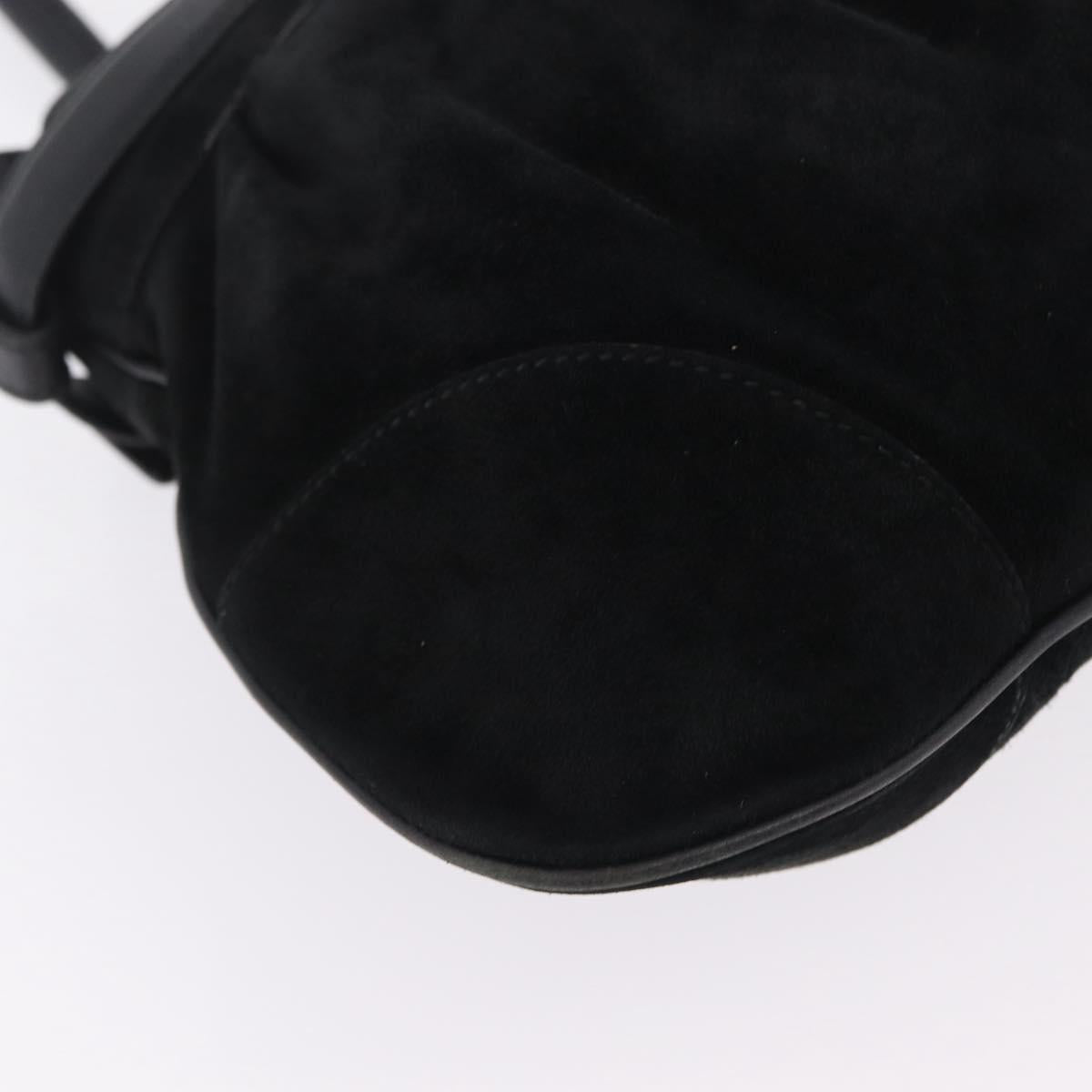 Salvatore Ferragamo Gancini Tote Bag Suede Black Silver Auth BA16622V