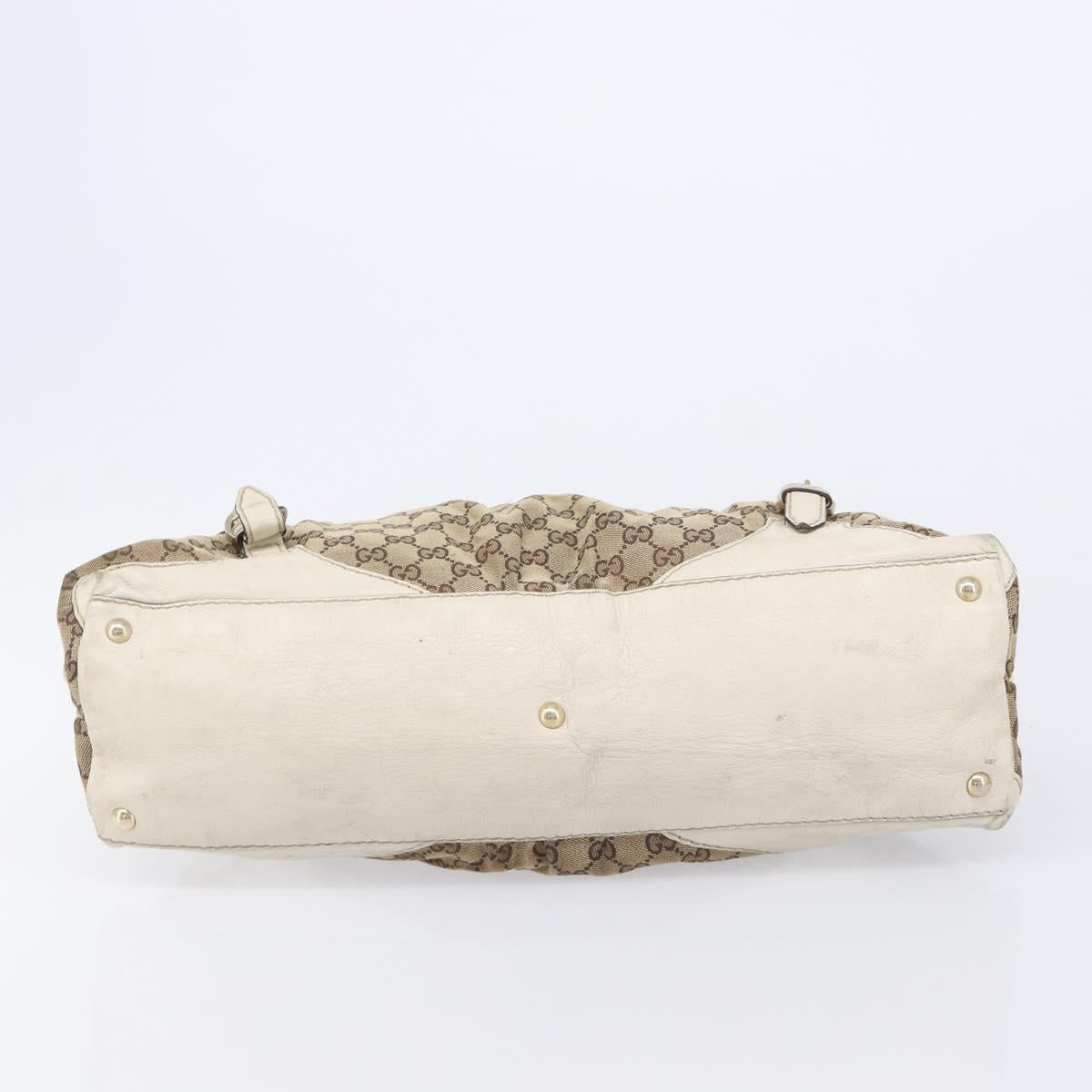 GUCCI GG Canvas Horsebit Tote Bag Beige Gold Tone 189890 Auth BA16625