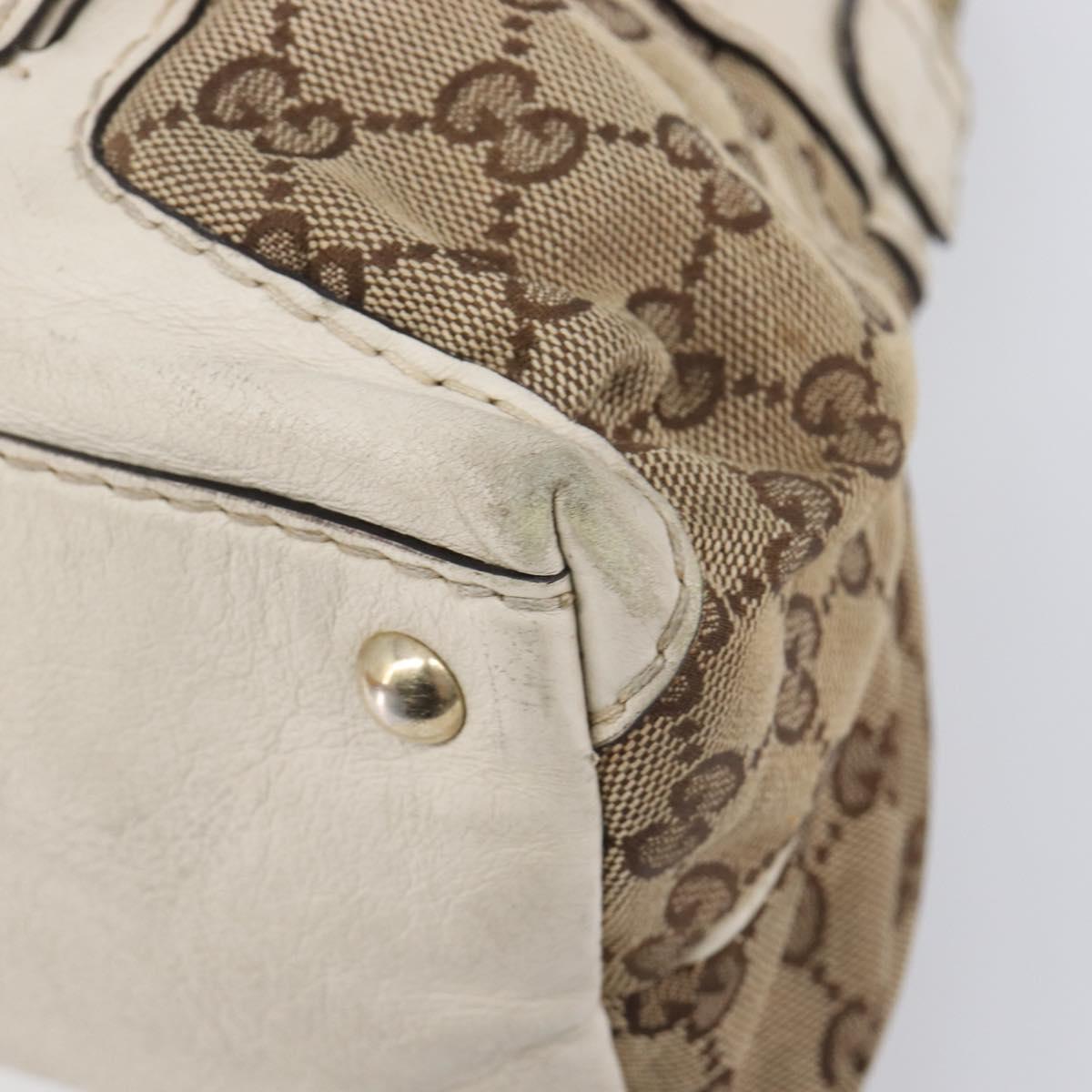 GUCCI GG Canvas Horsebit Tote Bag Beige Gold Tone 189890 Auth BA16625