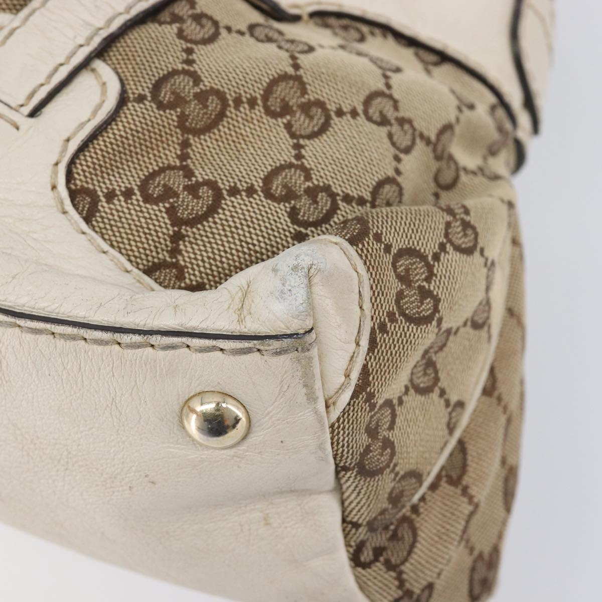 GUCCI GG Canvas Horsebit Tote Bag Beige Gold Tone 189890 Auth BA16625