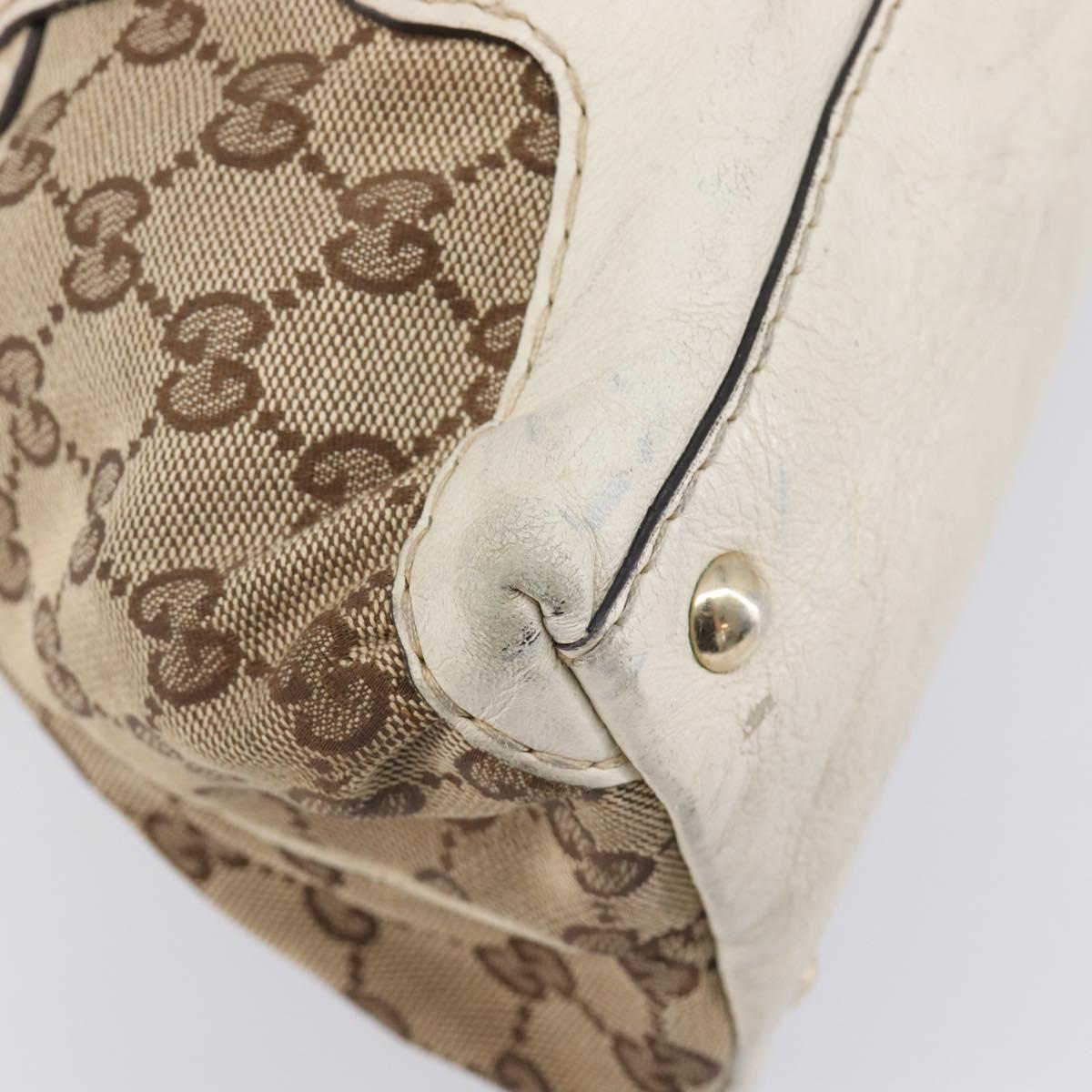 GUCCI GG Canvas Horsebit Tote Bag Beige Gold Tone 189890 Auth BA16625