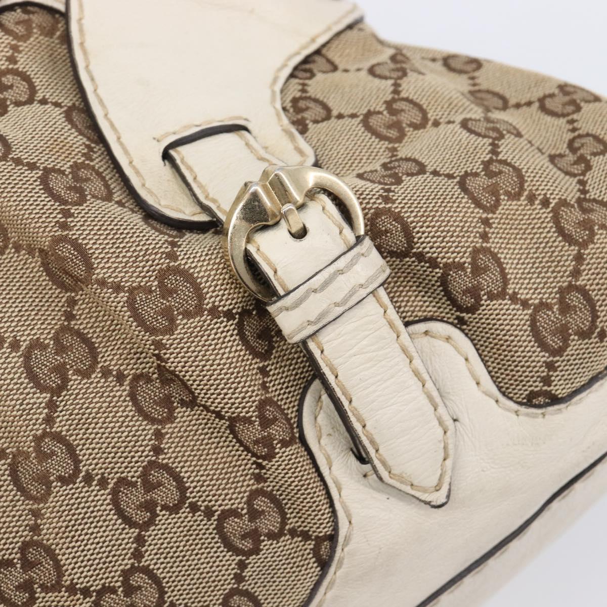 GUCCI GG Canvas Horsebit Tote Bag Beige Gold Tone 189890 Auth BA16625