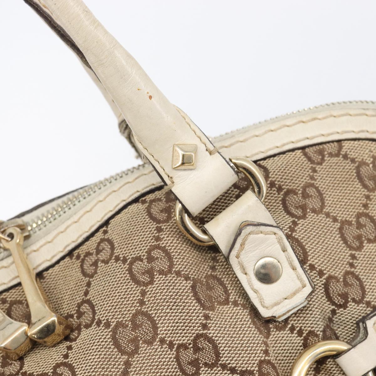 GUCCI GG Canvas Horsebit Tote Bag Beige Gold Tone 189890 Auth BA16625