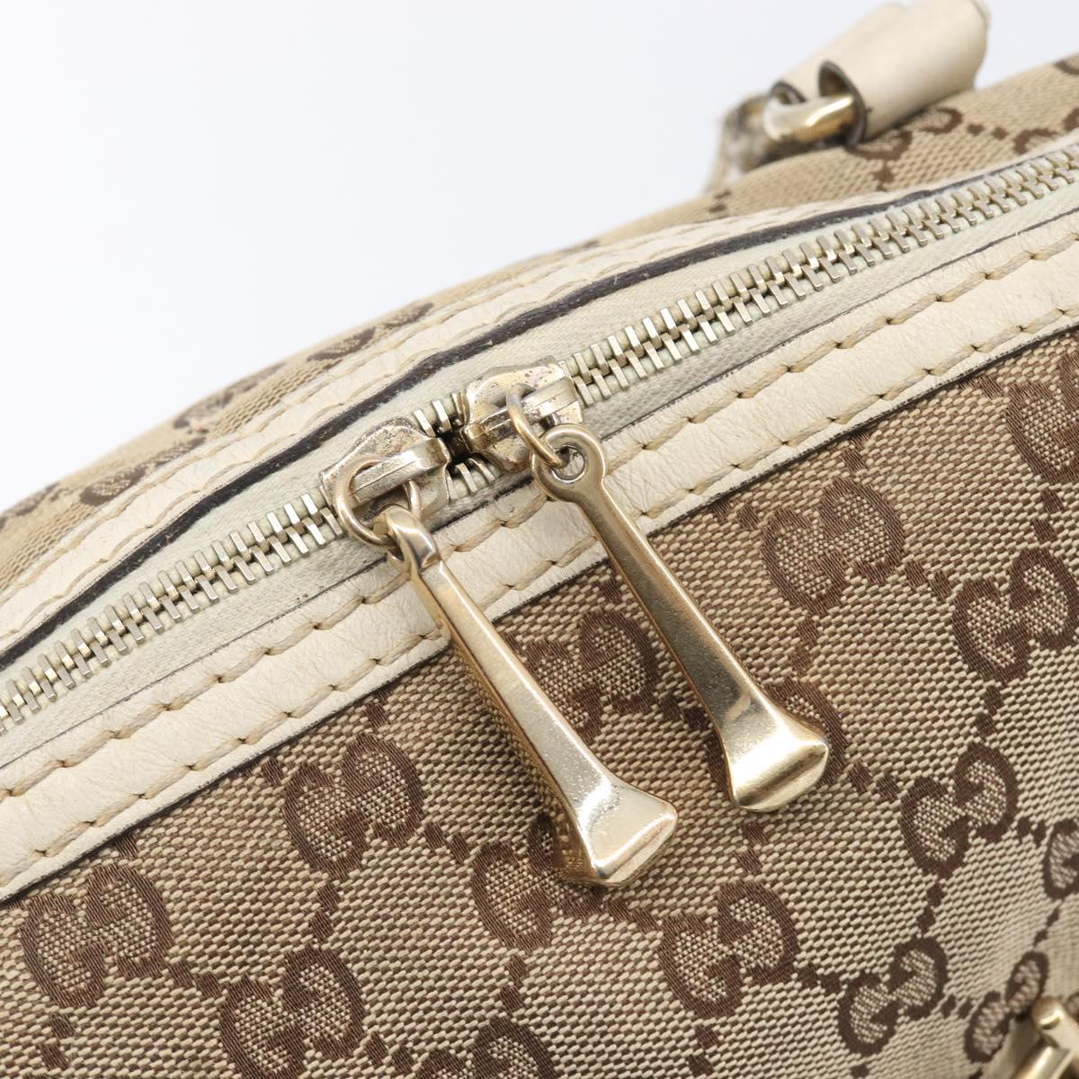 GUCCI GG Canvas Horsebit Tote Bag Beige Gold Tone 189890 Auth BA16625