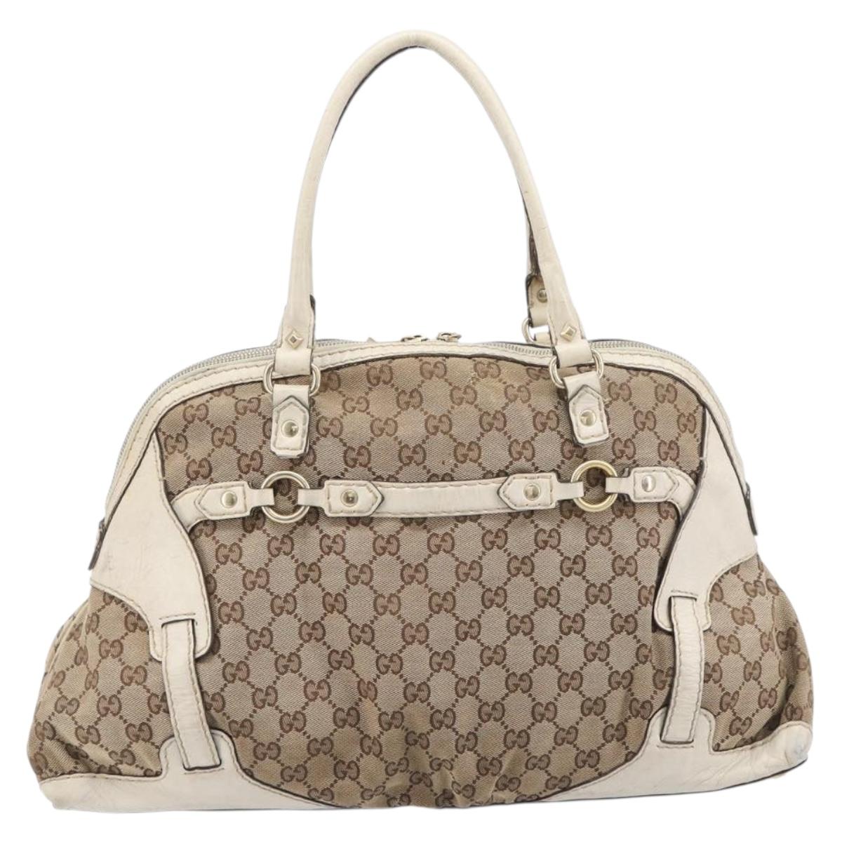 GUCCI GG Canvas Horsebit Tote Bag Beige Gold Tone 189890 Auth BA16625