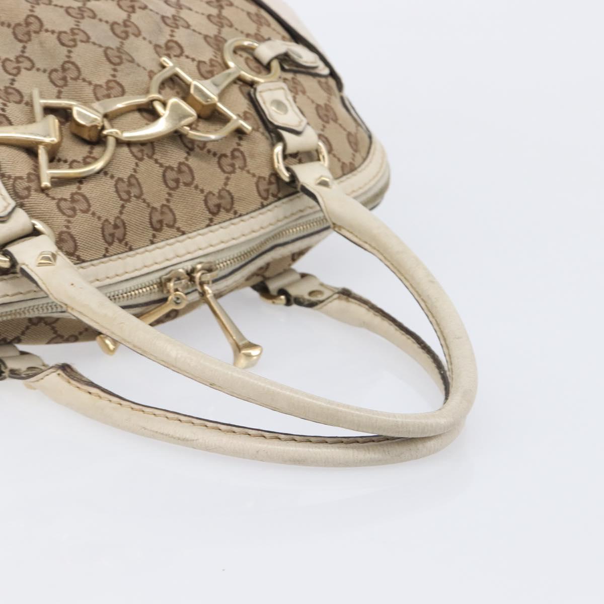 GUCCI GG Canvas Horsebit Tote Bag Beige Gold Tone 189890 Auth BA16625