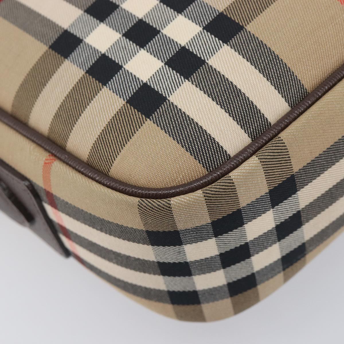 Burberrys Nova Check Shoulder Bag Canvas Beige Gold Tone Auth BA16626