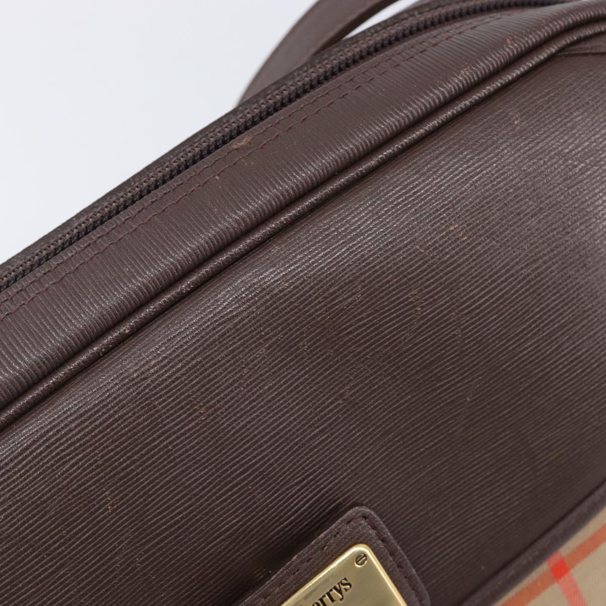 Burberrys Nova Check Shoulder Bag Canvas Beige Gold Tone Auth BA16626