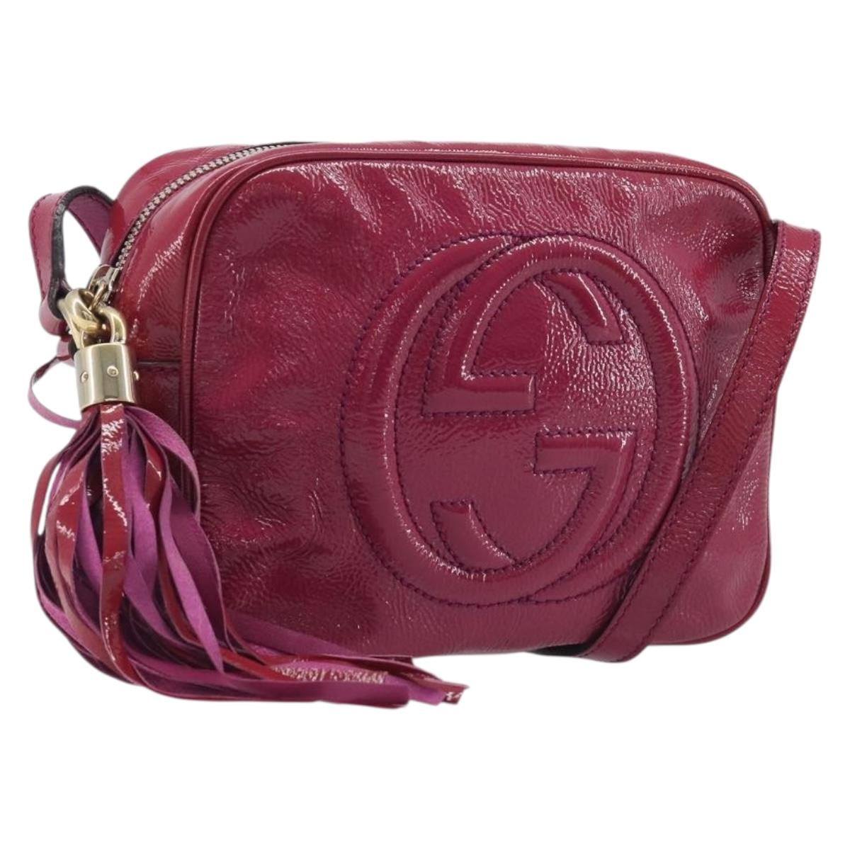 GUCCI Soho Shoulder Bag Patent Pink Gold Tone 308364 Auth BA16630